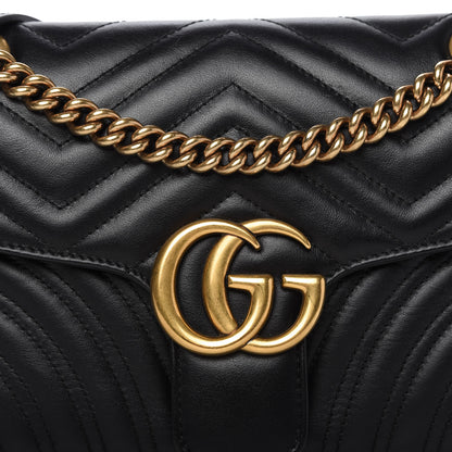 Gucci Calfskin Matelasse Small GG Marmont Shoulder Bag Black 10 of 10
