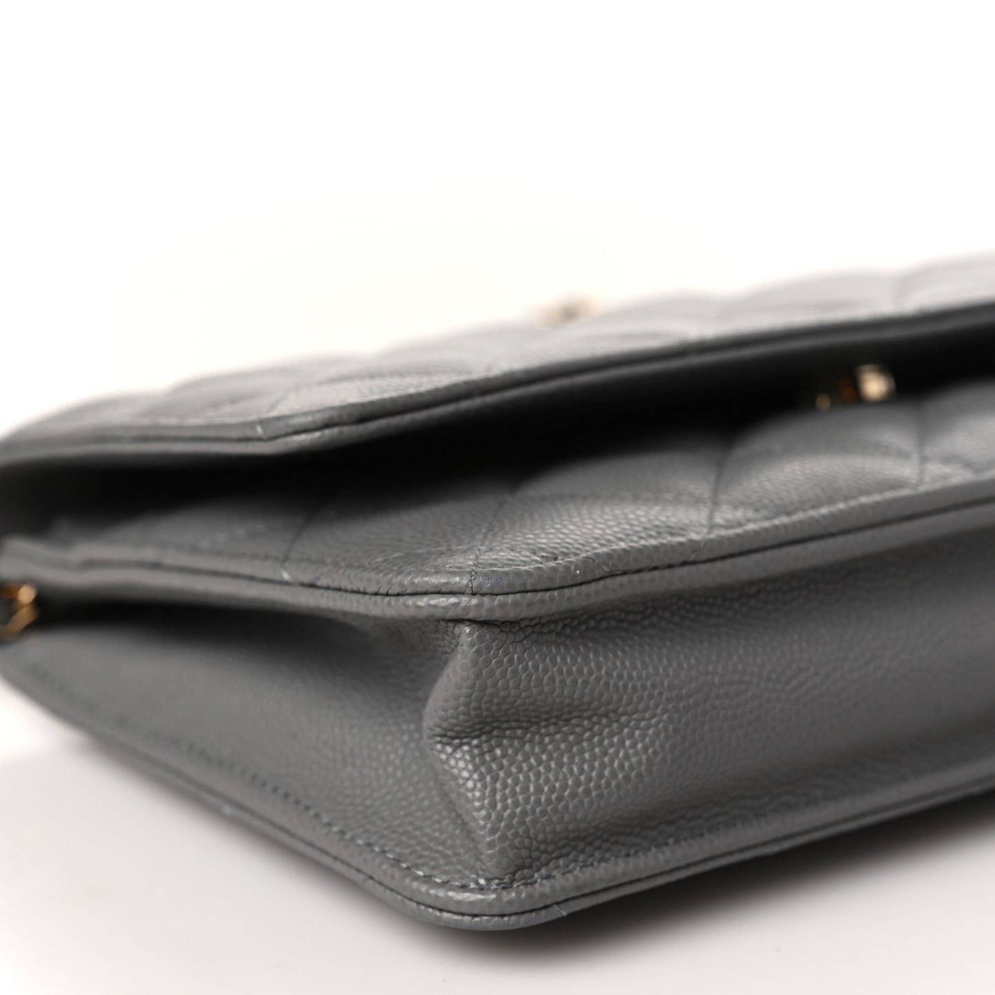 Caviar Quilted Wallet On Chain WOC Grey
