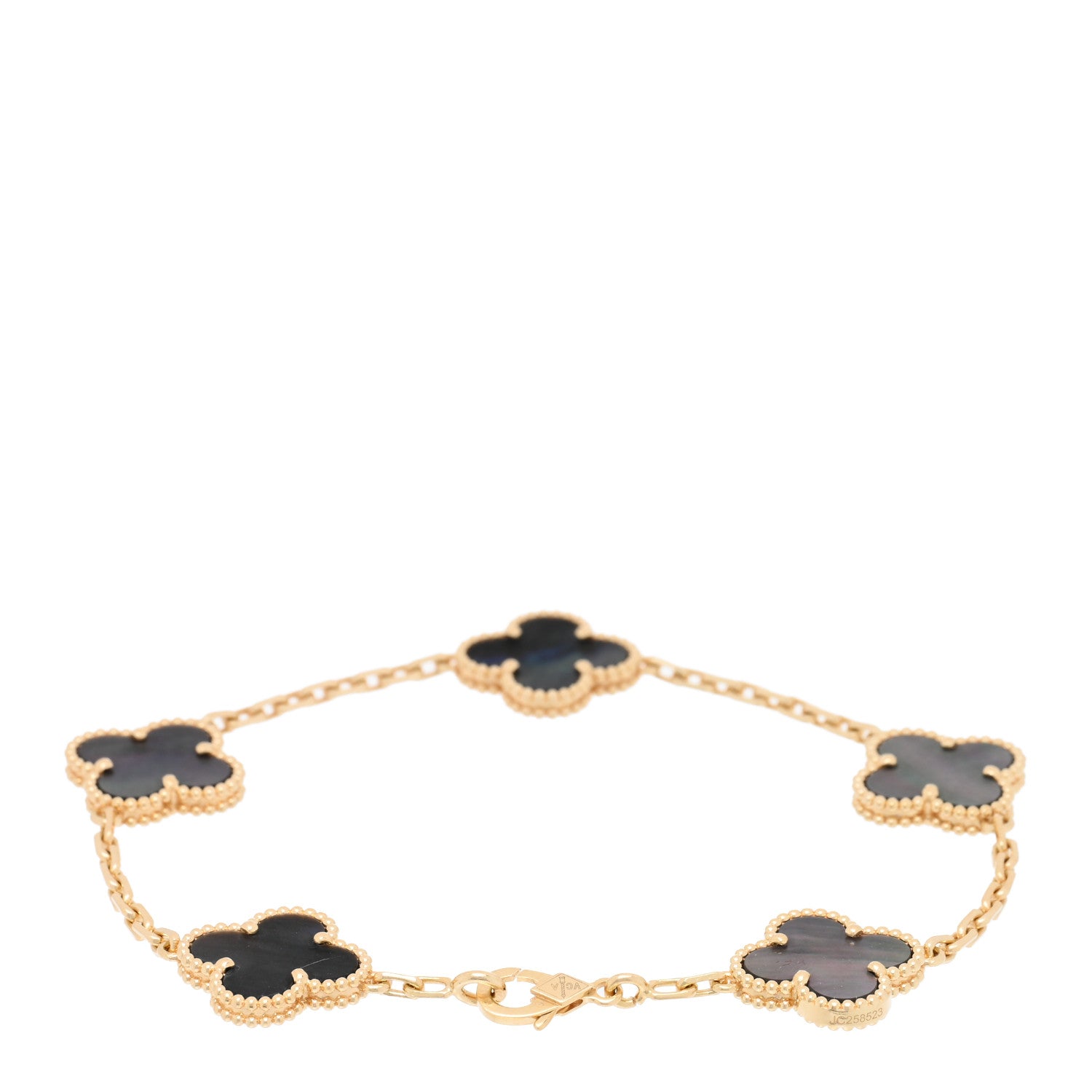 Van Cleef & Arpels 18K Yellow Gold Gray Mother of Pearl 5 Motifs Vintage Alhambra Bracelet 2 of 3