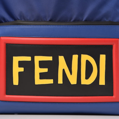 Fendi Nylon Vitello Century Vocabulary Drawstring Backpack Blue Cobalto Blue Neon Sunflower 9 of 11