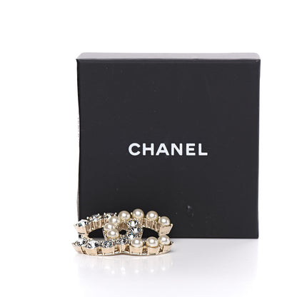 Chanel Pearl Crystal CC Brooch Gold 4 of 4