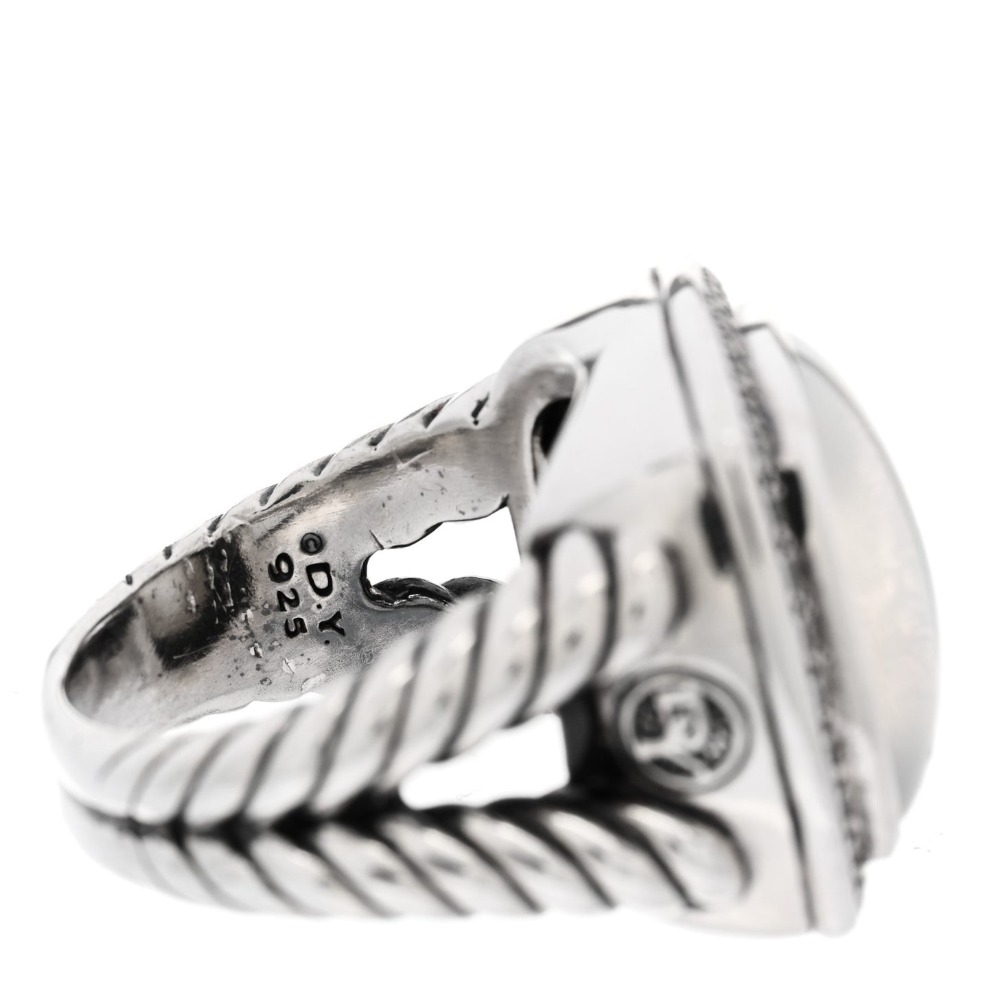 Sterling Silver Diamond Mother of Pearl 17mm Albion Ring 60 9
