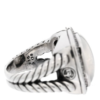 David Yurman Sterling Silver Diamond Mother of Pearl 17mm Albion Ring 60 9 5 of 6