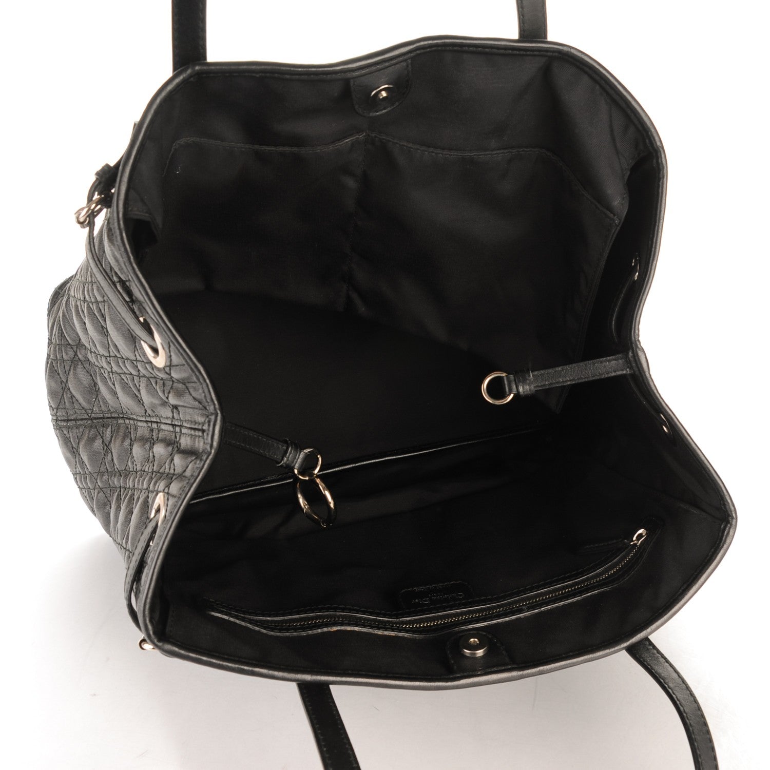 Christian Dior Coated Canvas Cannage Medium Panarea Tote Black 5 of 8