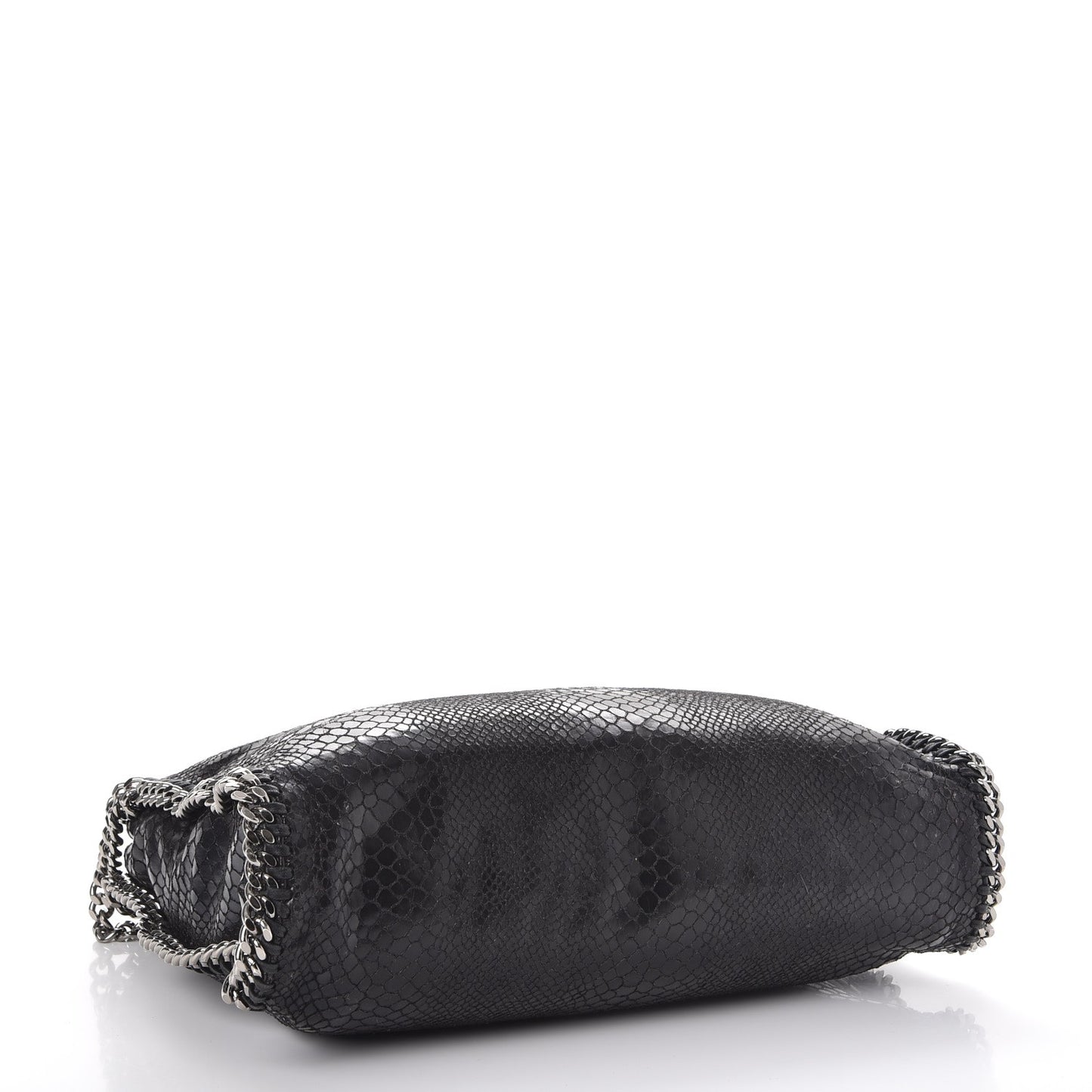 Snakeskin Effect Falabella Fold Over Tote Black