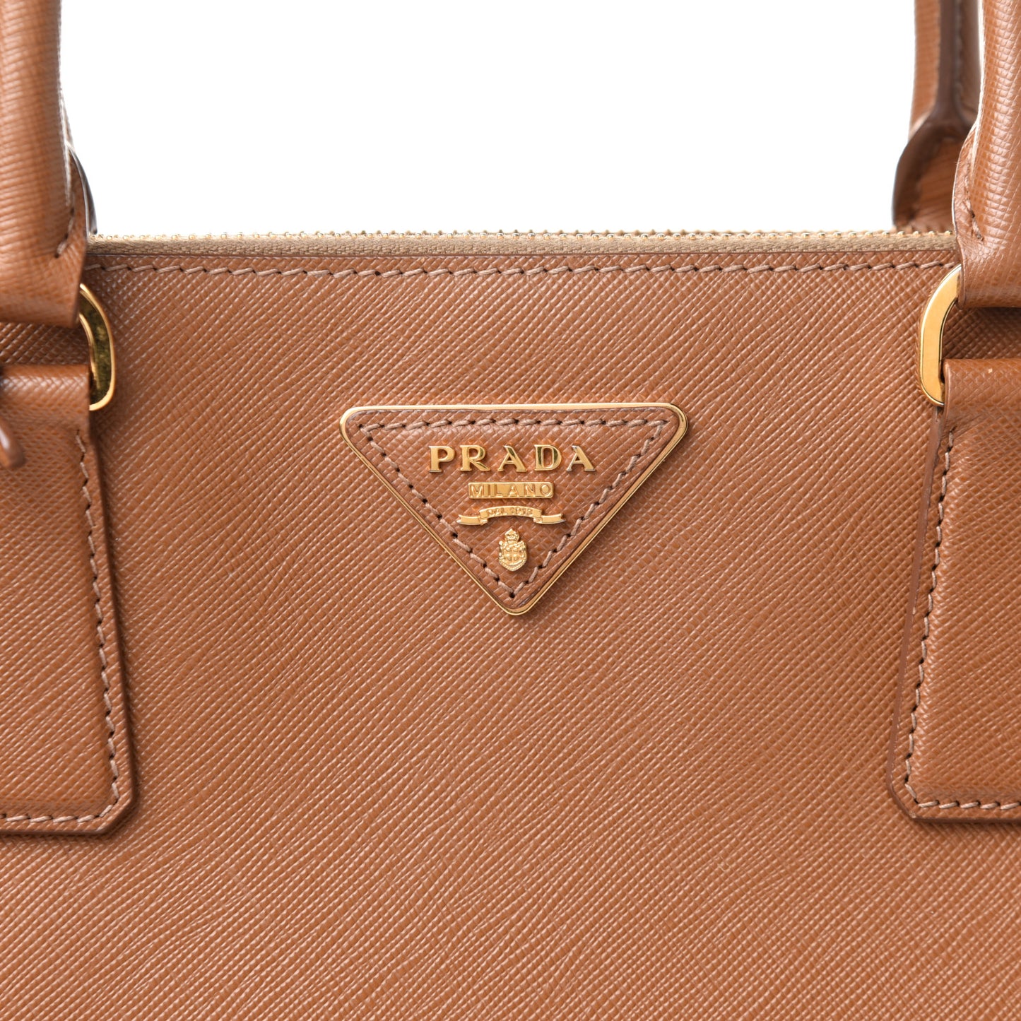 Saffiano Medium Galleria Double Zip Tote Caramel