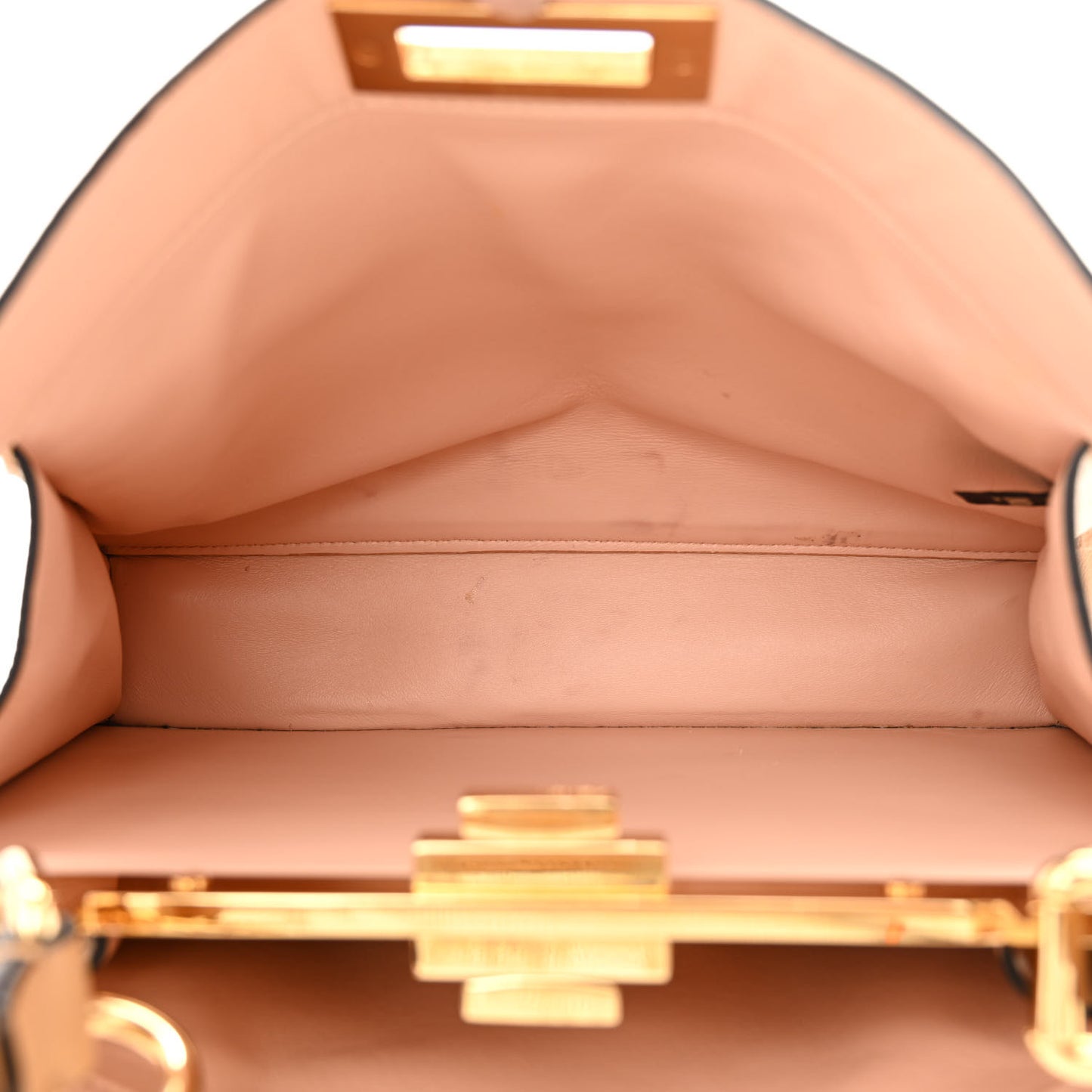Vitello Seta Shiny Nappa Medium Peekaboo I SEE U Satchel Miele Scuro Light Rose