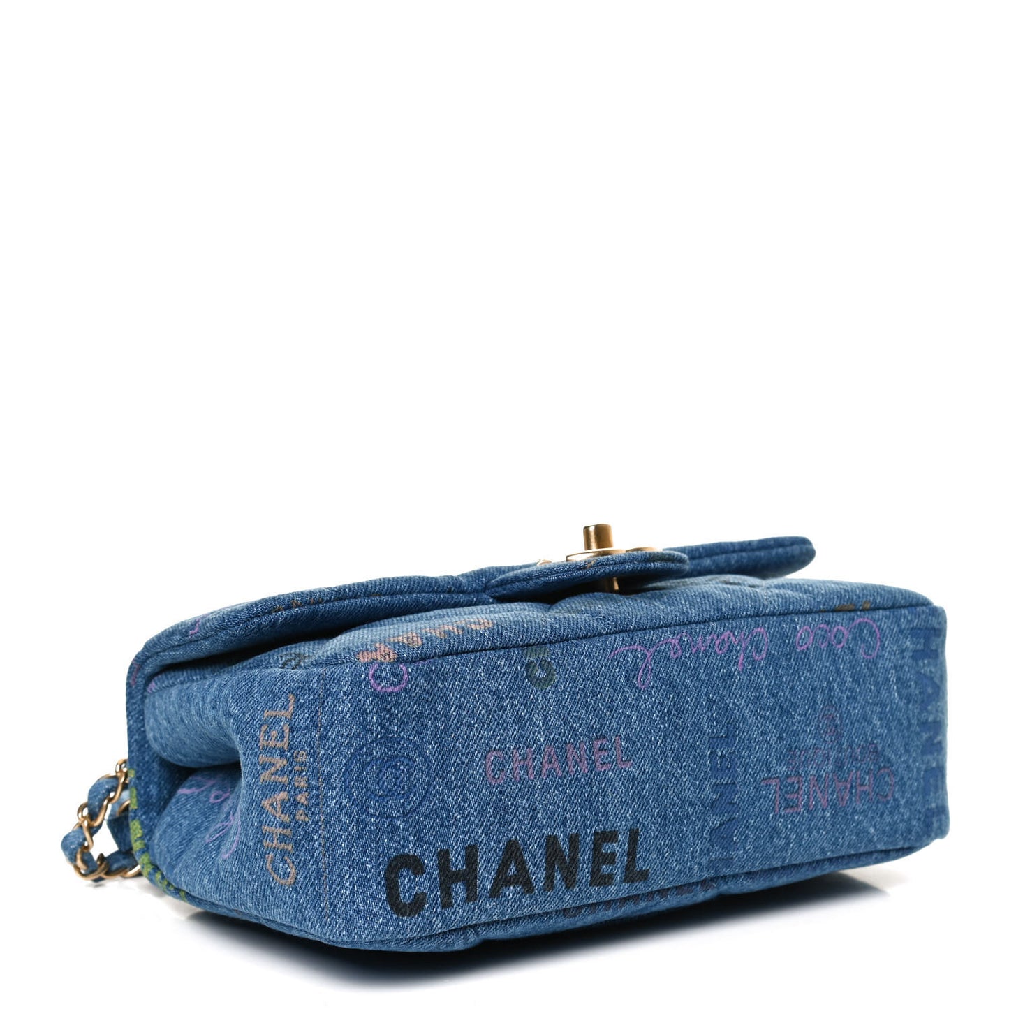 Denim Quilted Mini Denim Mood Rectangular Flap Blue Multicolor