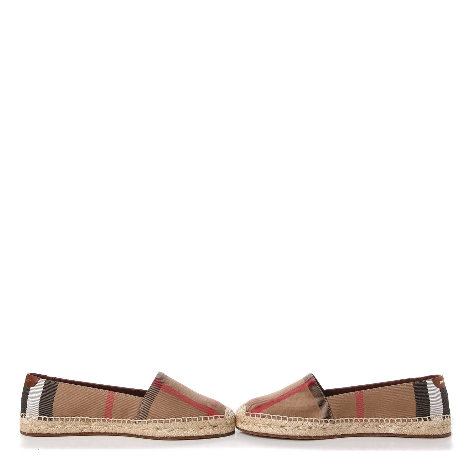 Burberry Canvas House Check Hodgeson Espadrille Flats 37 Dark Tan 5 of 10