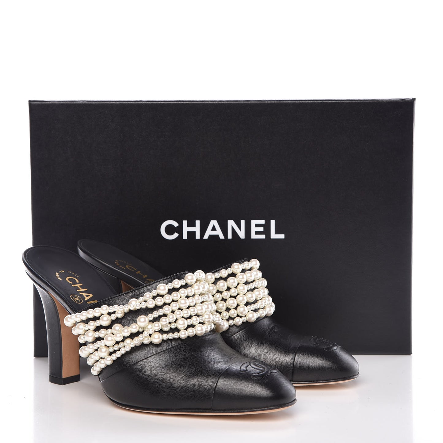 Lambskin CC Pearl Mule 37.5 Black