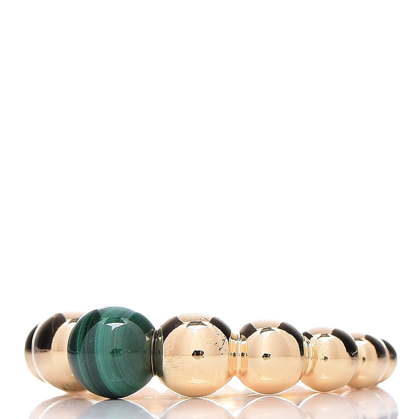 18K Yellow Gold Malachite Perlee Couleurs Ring 52 6