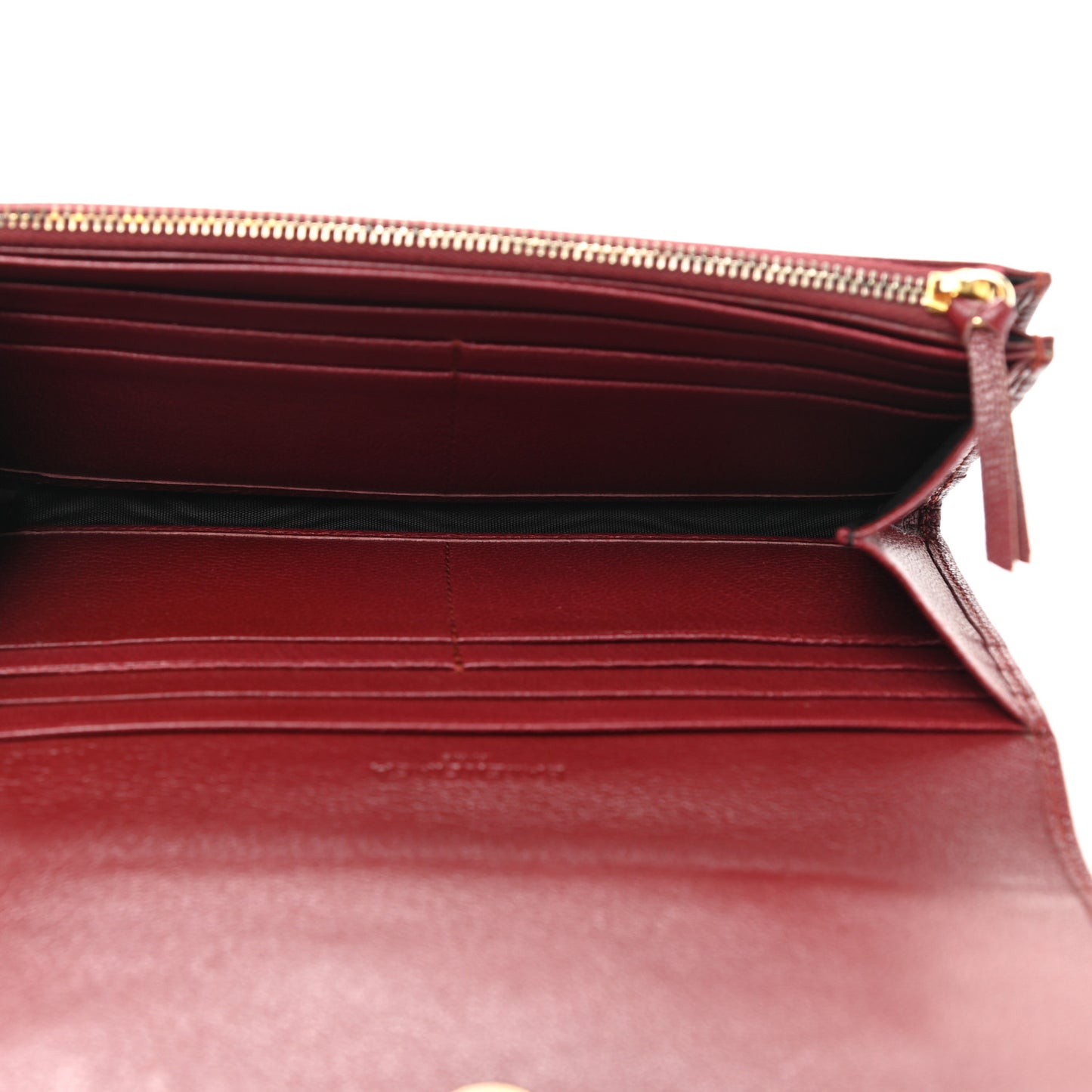 Chevre Gold Metallic Edge Hardware Money Wallet Bordeaux