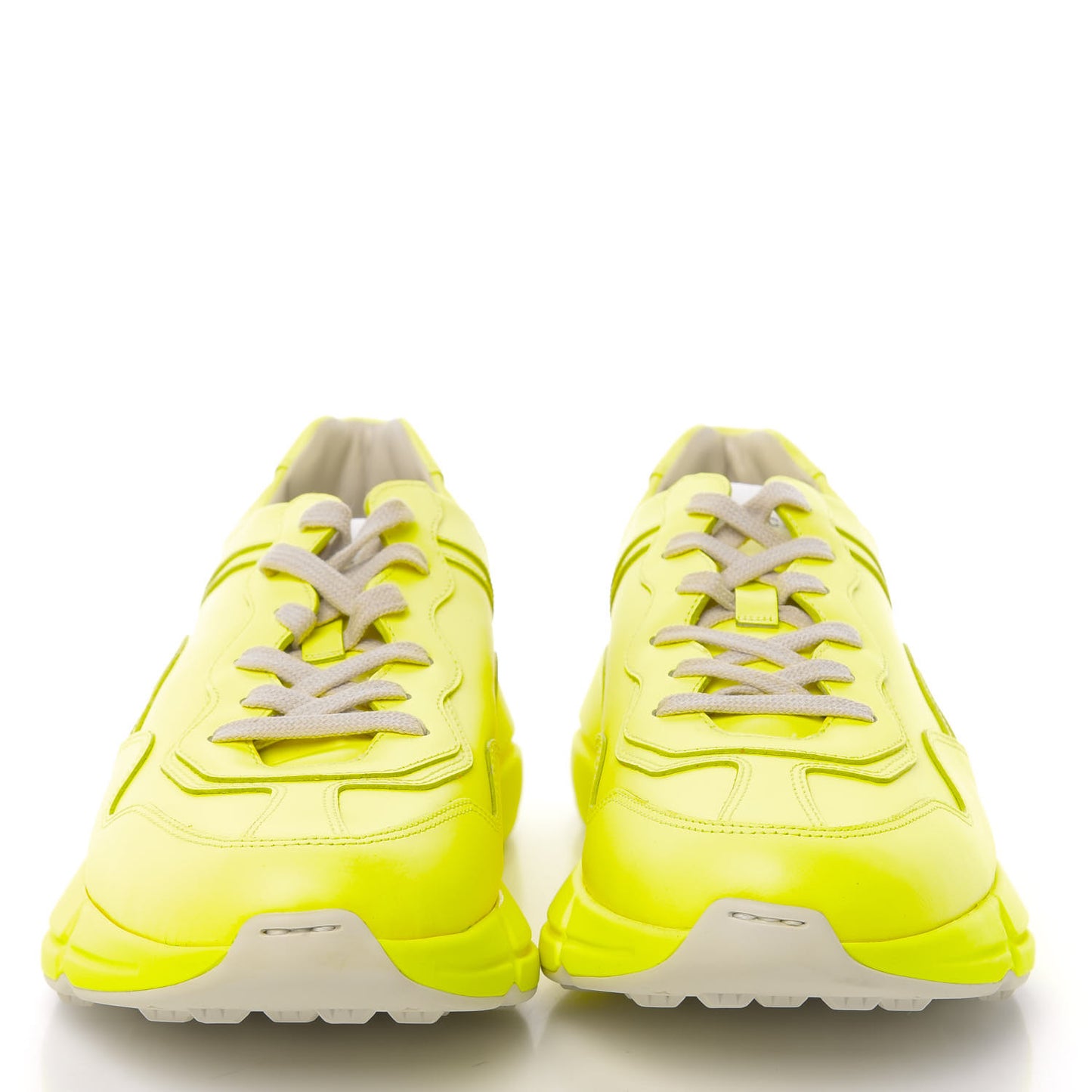 Calfskin Mens Rhyton Sneakers 9 Yellow Fluo