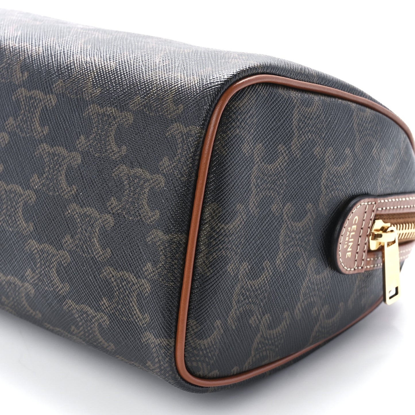Triomphe Canvas Calfskin Small Boston Bag Tan