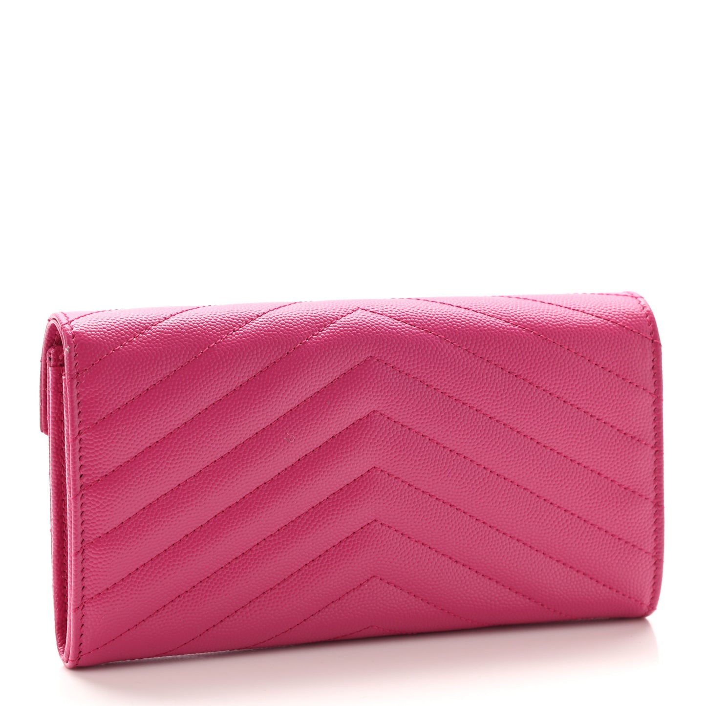Grain De Poudre Matelasse Chevron Monogram Flap Wallet Fuxia
