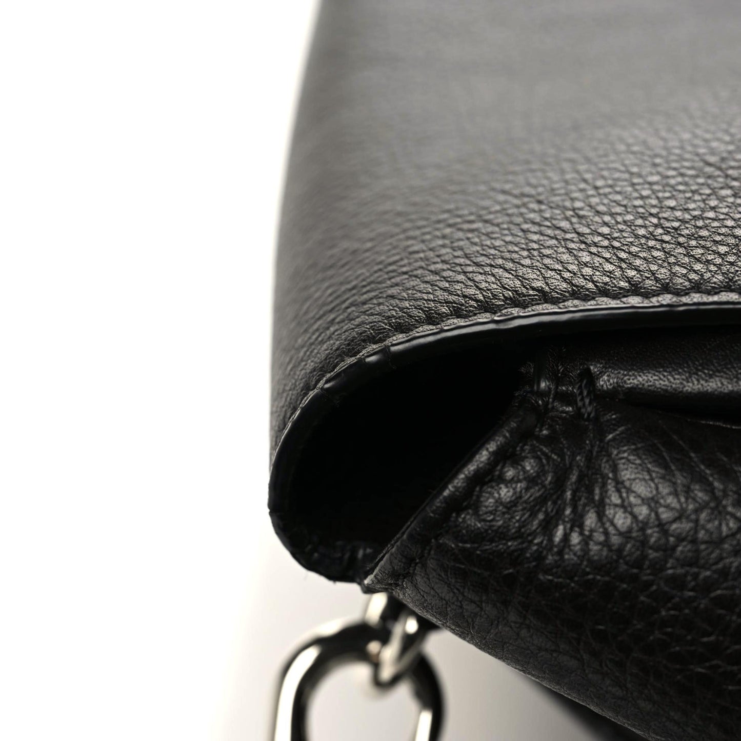 Grained Calfskin Medium Pandora Pure Flap Bag Black