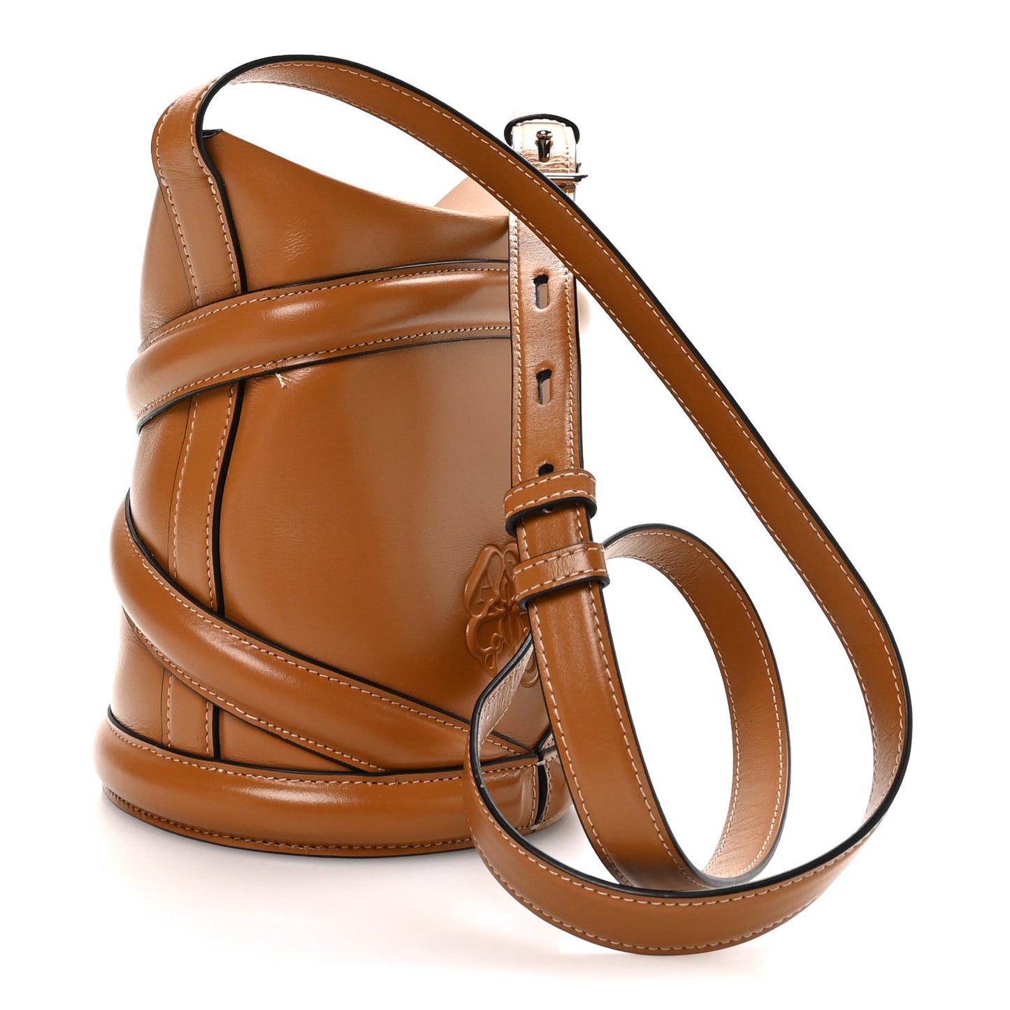 Calfskin Curve Bucket Bag Tan