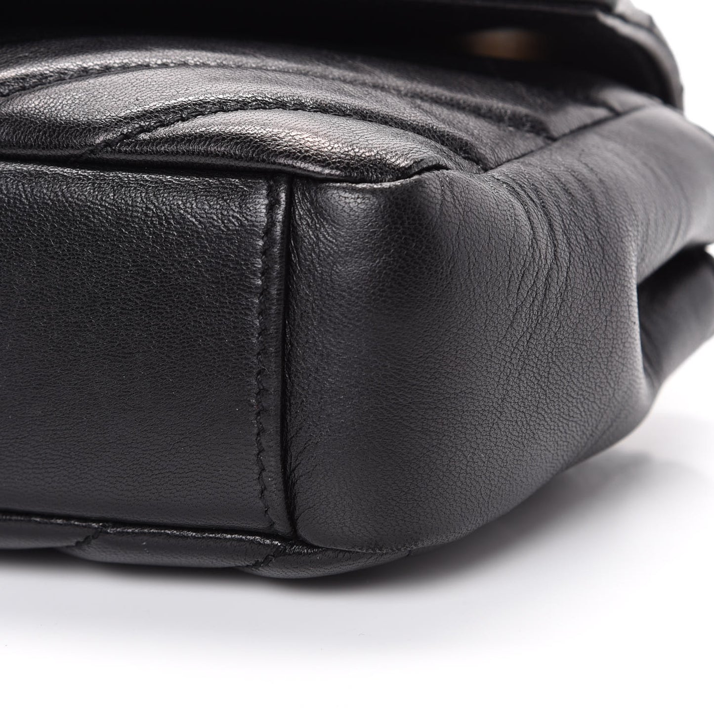 Grained Calfskin Matelasse Chevron Monogram Classic Baby Chain Bag Black