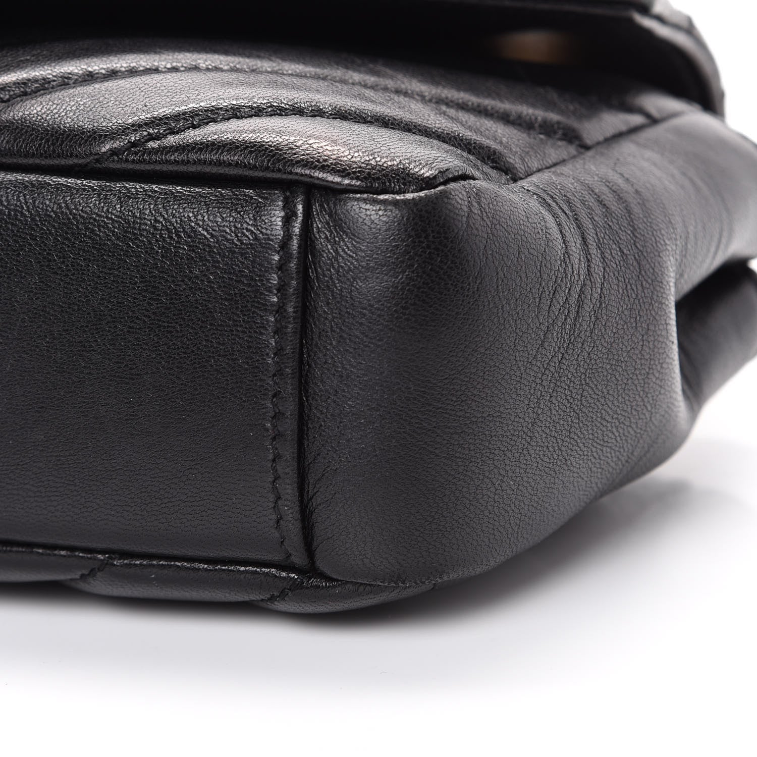 Saint Laurent Grained Calfskin Matelasse Chevron Monogram Classic Baby Chain Bag Black 10 of 15