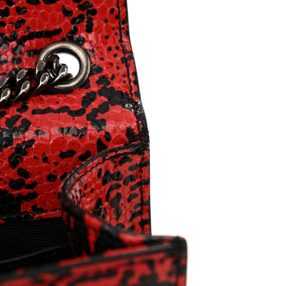 Saint Laurent Calfskin Snakeskin Embossed Small Classic Monogram Kate Tassel Satchel Red Black 11 of 12