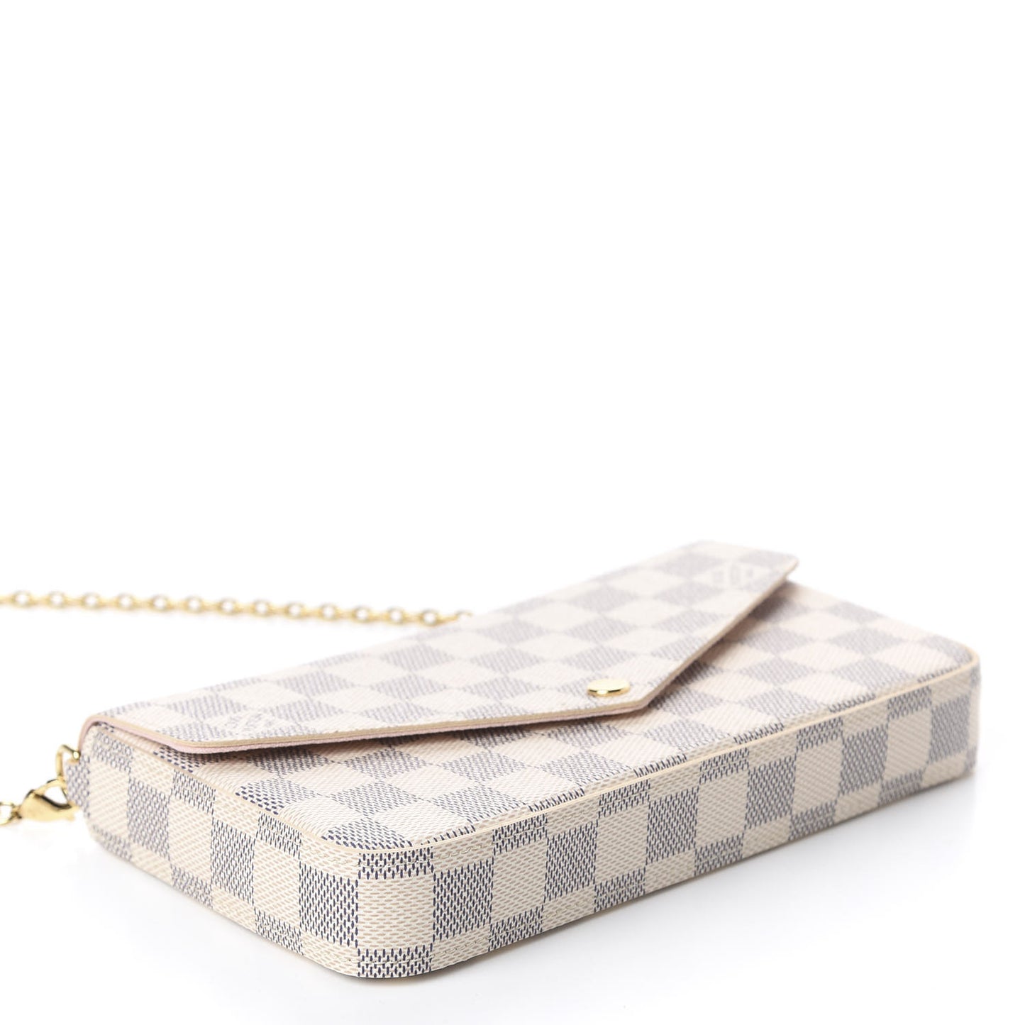 Damier Azur Pochette Felicie Chain Wallet Rose Ballerine