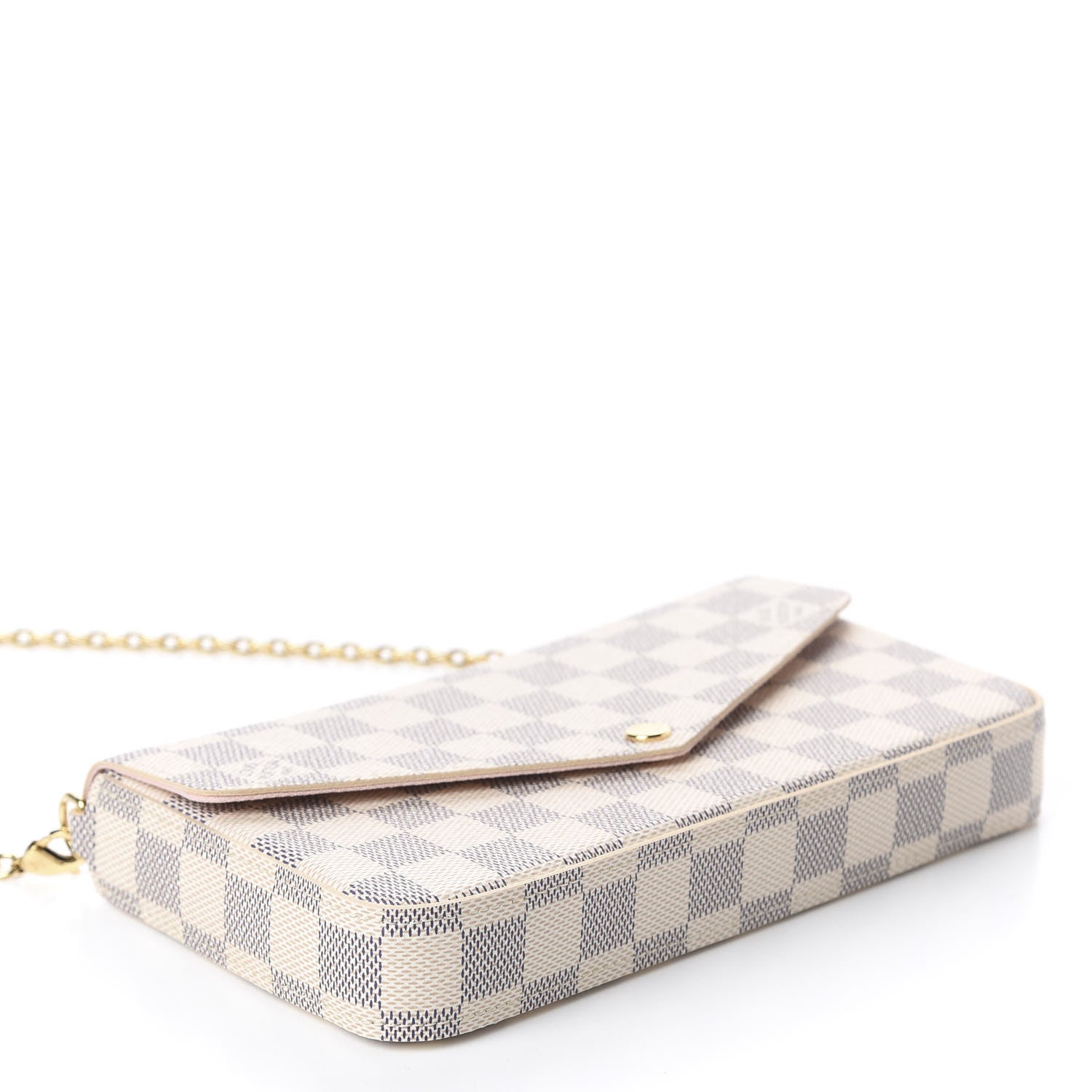 Louis Vuitton Damier Azur Pochette Felicie Chain Wallet Rose Ballerine 3 of 10