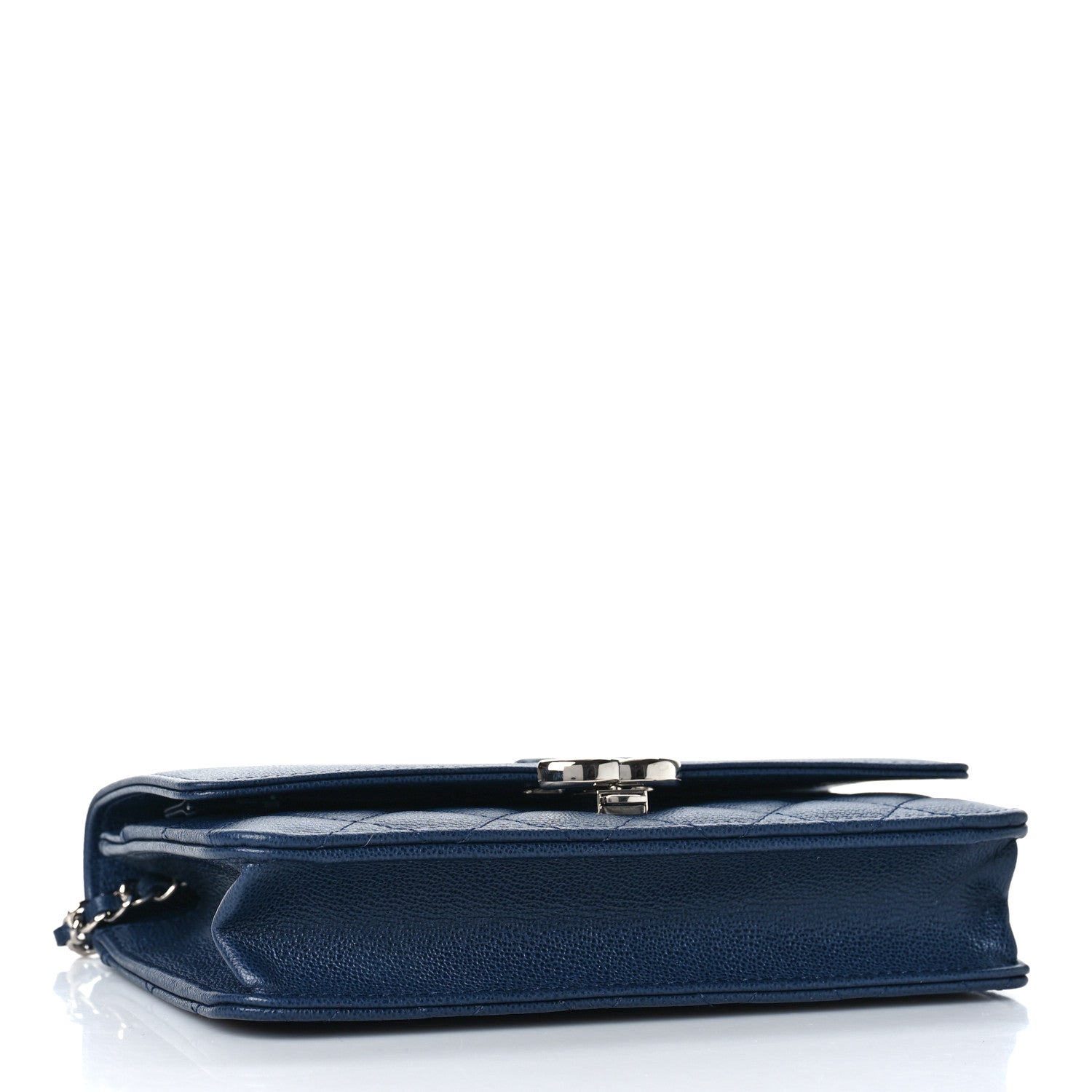 Chanel Grained Calfskin Quilted CC Box Wallet On Chain WOC Navy 4 of 11