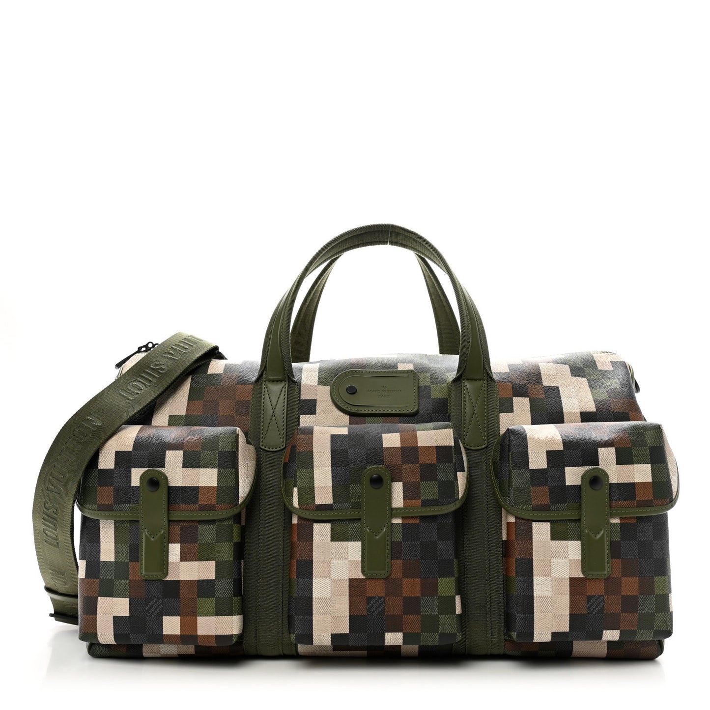 Damoflage Studded LV Trail Keepall Bandouliere 55 Green