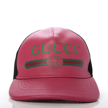 Gucci Cripto Calfskin Logo Baseball Hat L Fuxia Black 3 of 8