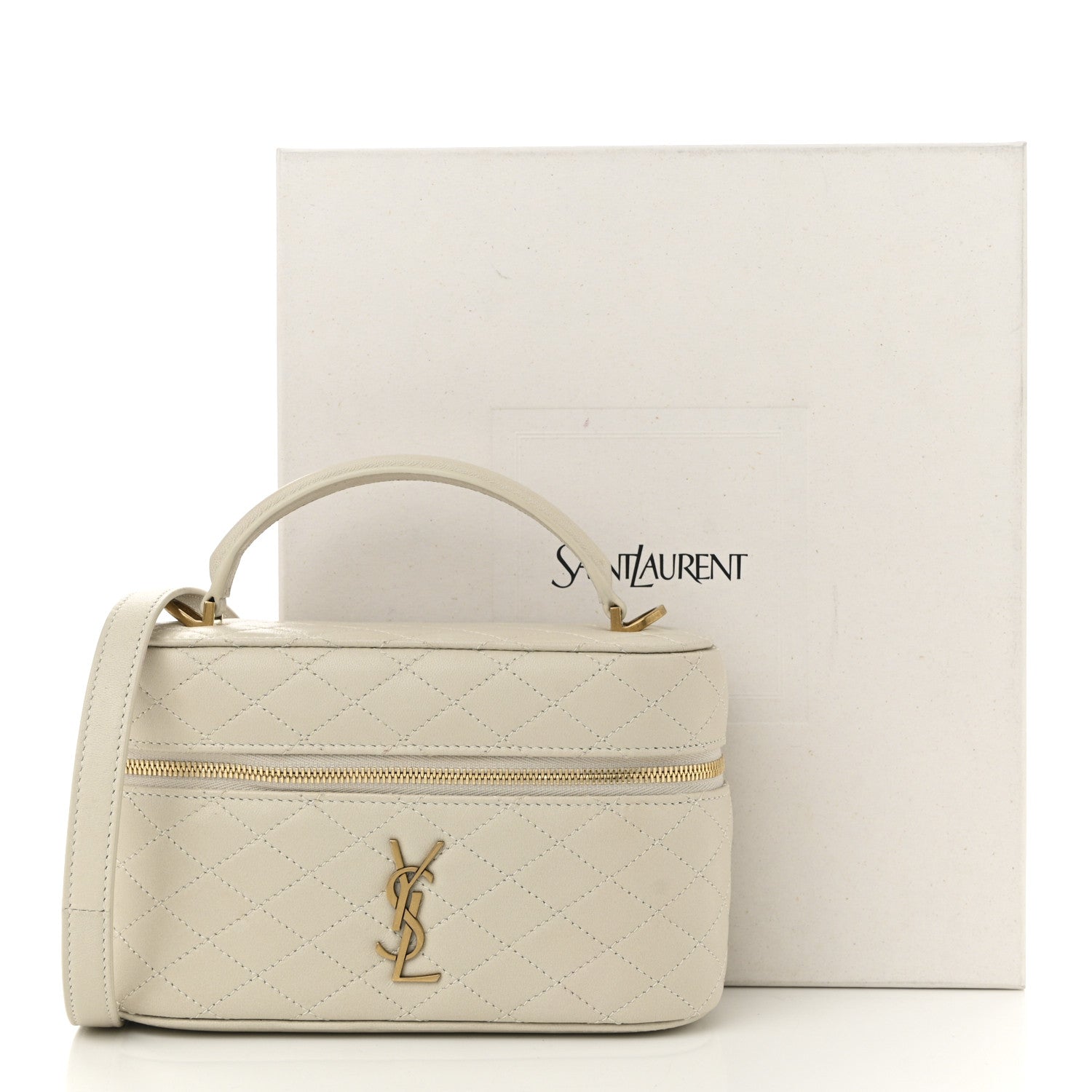 Saint Laurent Lambskin Quilted Medium Gaby Vanity Case Blanc Vintage 11 of 11