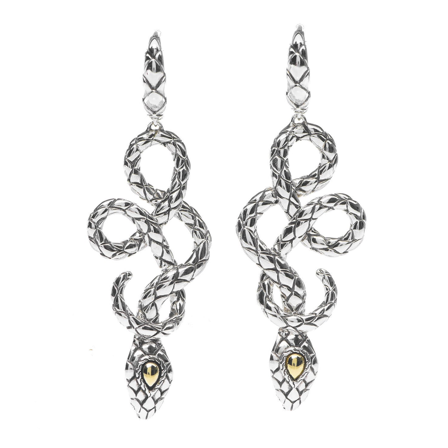 Sterling Silver 18K Yellow Gold Legends Cobra Drop Earrings