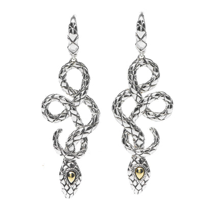 John Hardy Sterling Silver 18K Yellow Gold Legends Cobra Drop Earrings 1 of 3