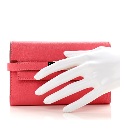 Hermes Chevre Mysore Kelly Medium Wallet Rose Lipstick 2 of 9