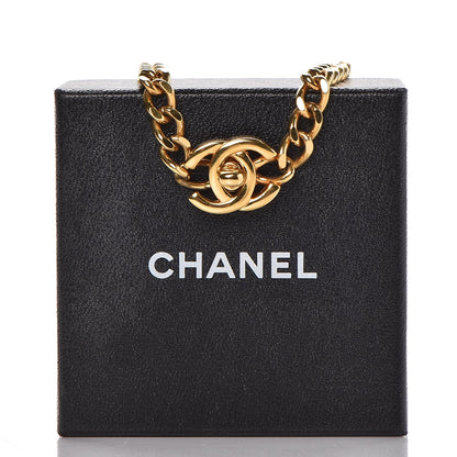 Chanel Chain Link CC Turn Lock Short Necklace Gold 4 of 6
