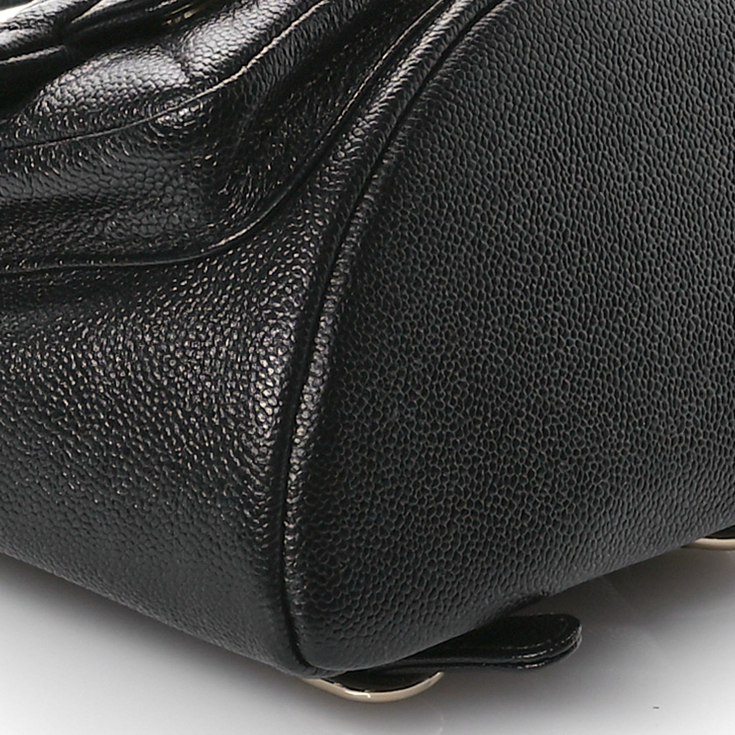 Shiny Caviar Quilted Small Duma Pockets Drawstring Backpack Black