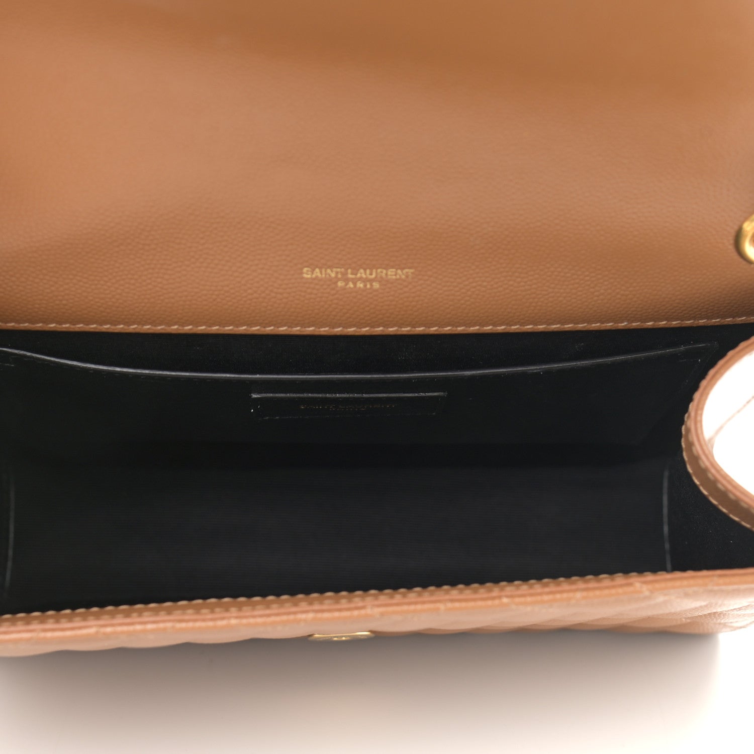 Saint Laurent Grain De Poudre Textured Mixed Matelasse Triquilt Medium Monogram Satchel Tan 5 of 10