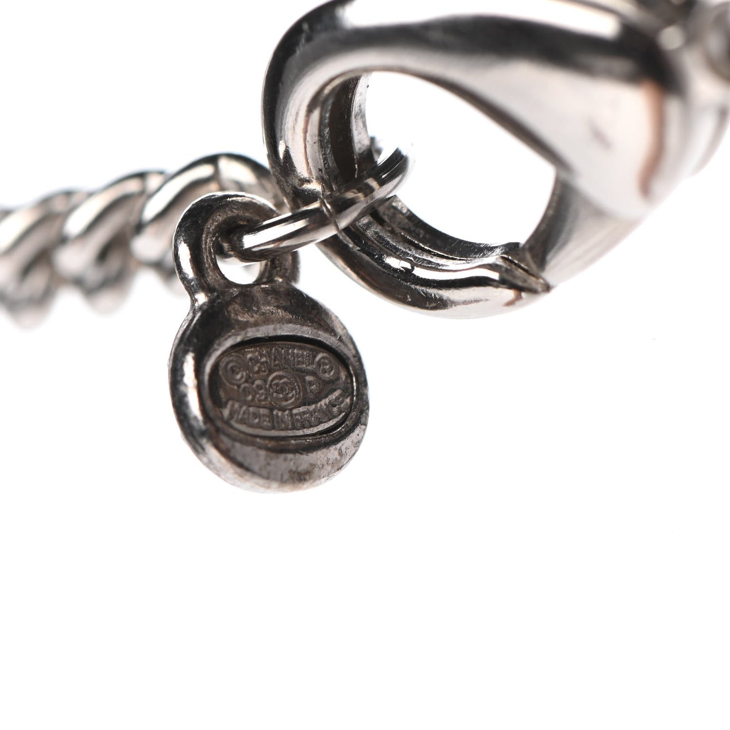 Enamel ID Dog Tag Camellia Charm Necklace Silver