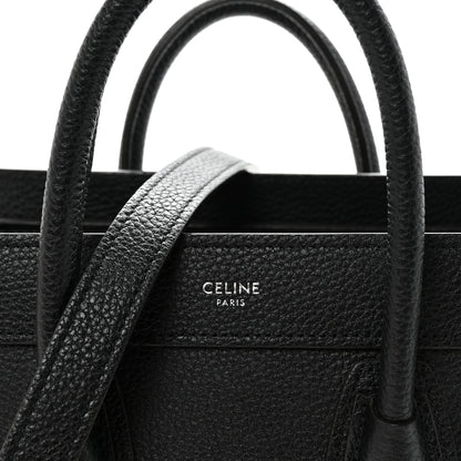 Celine Drummed Calfskin Nano Luggage Black 8 of 10