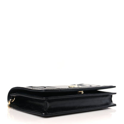 Christian Dior Crinkled Calfskin Diorama Wallet on Chain Pouch Black 4 of 11