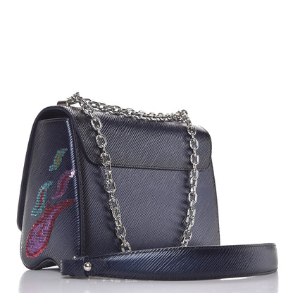 Louis Vuitton Epi Sequins Flame Twist Shoulder Bag MM Blue Nuit 3 of 6