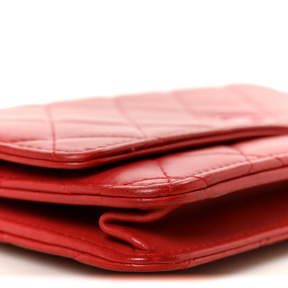 Chanel Lambskin Quilted Wallet On Chain WOC Red Pink 10 of 11