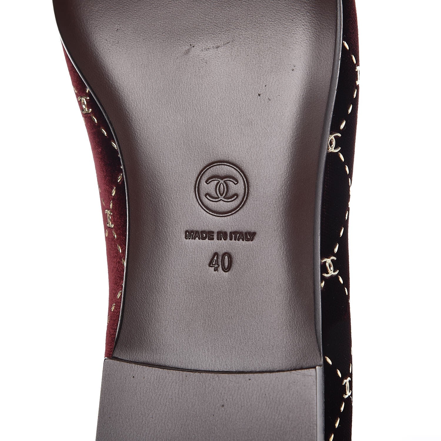 Chanel Velvet Moccasin Loafers 40 Burgundy 5 of 9