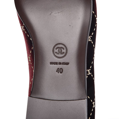 Chanel Velvet Moccasin Loafers 40 Burgundy 5 of 9