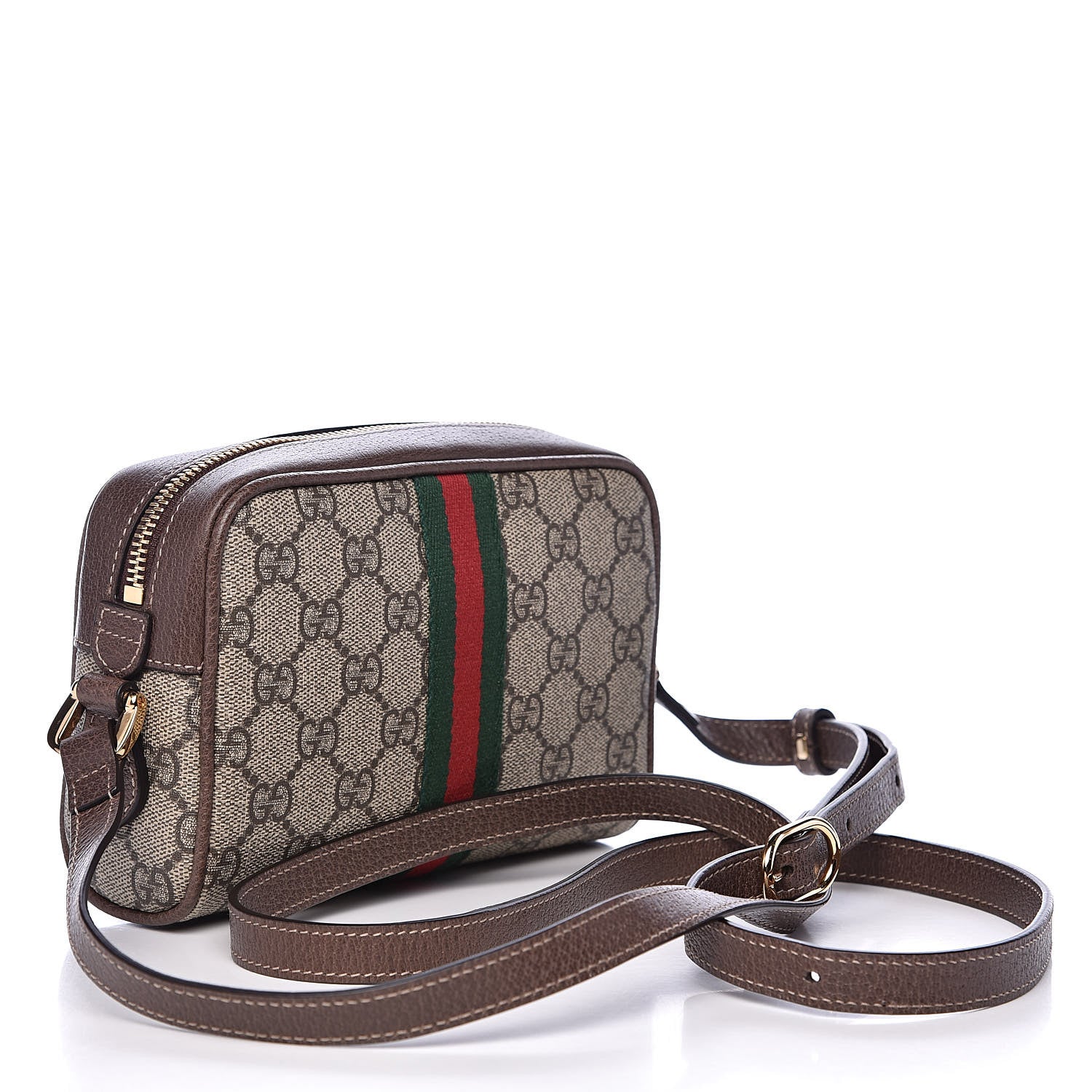 Gucci GG Supreme Monogram Web Mini Ophidia Shoulder Bag Brown 3 of 10