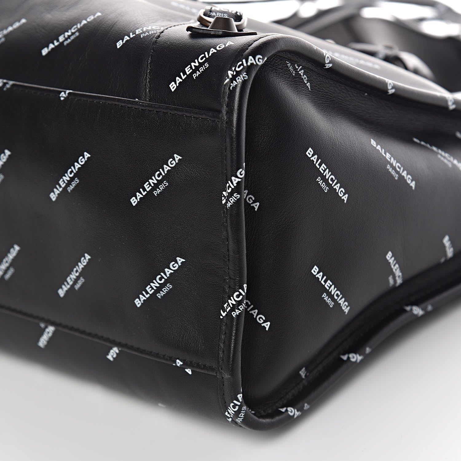 Balenciaga Veau Allover Logo Classic Hardware City Black White 9 of 10