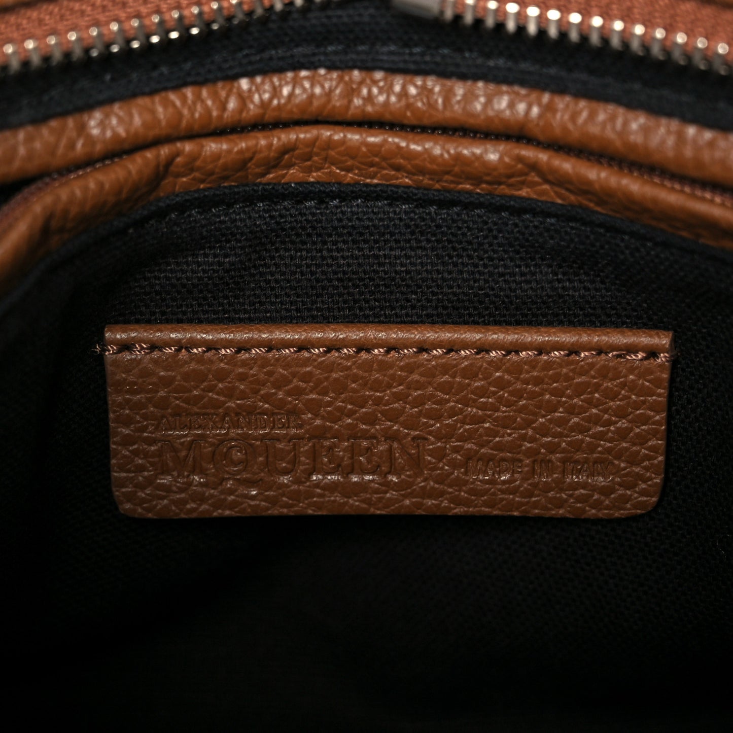 Pebbled Calfskin Mini Skull Padlock Zip Around Tote Brown