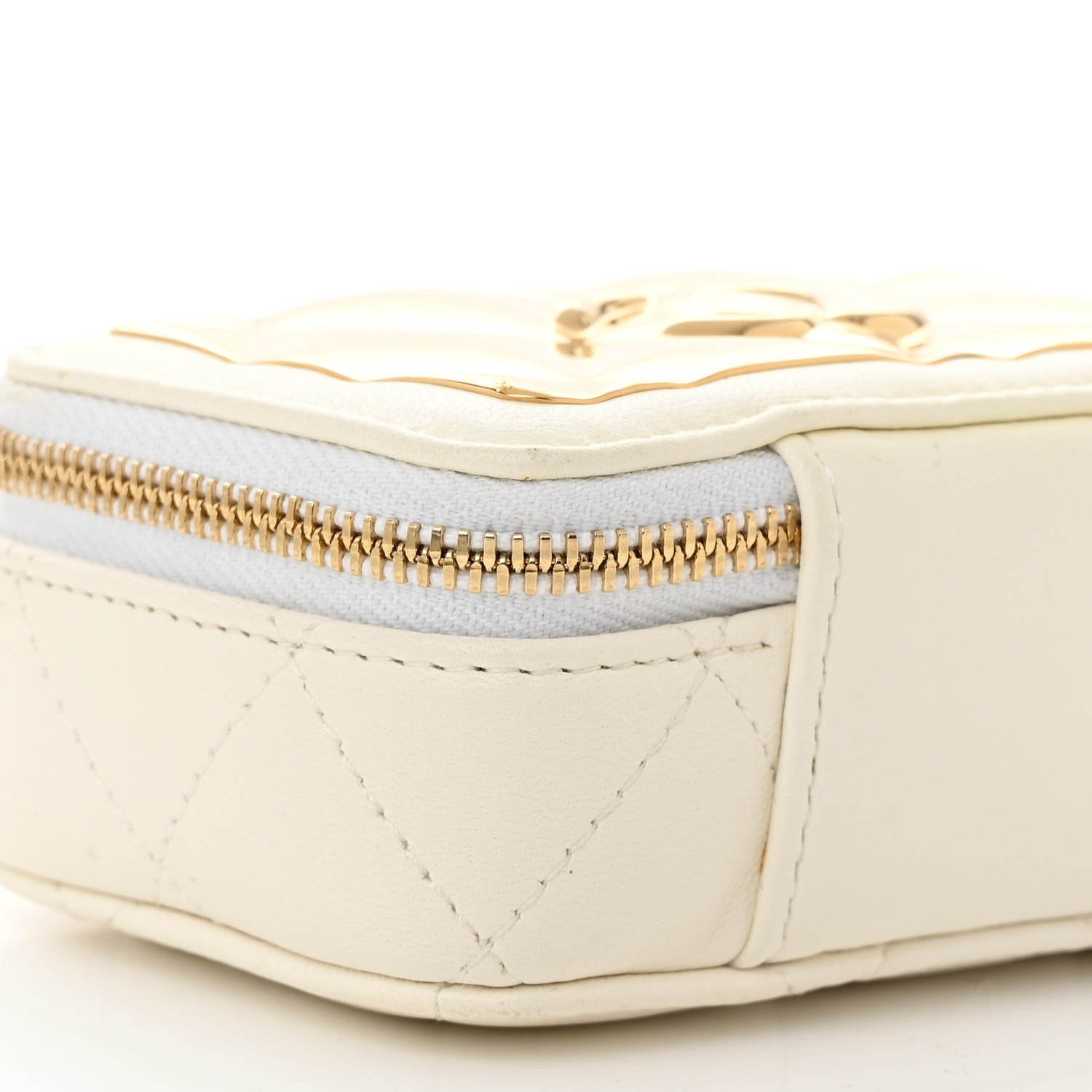 Chanel Lambskin Quilted Mini Golden Plate Clutch With Chain White 10 of 12