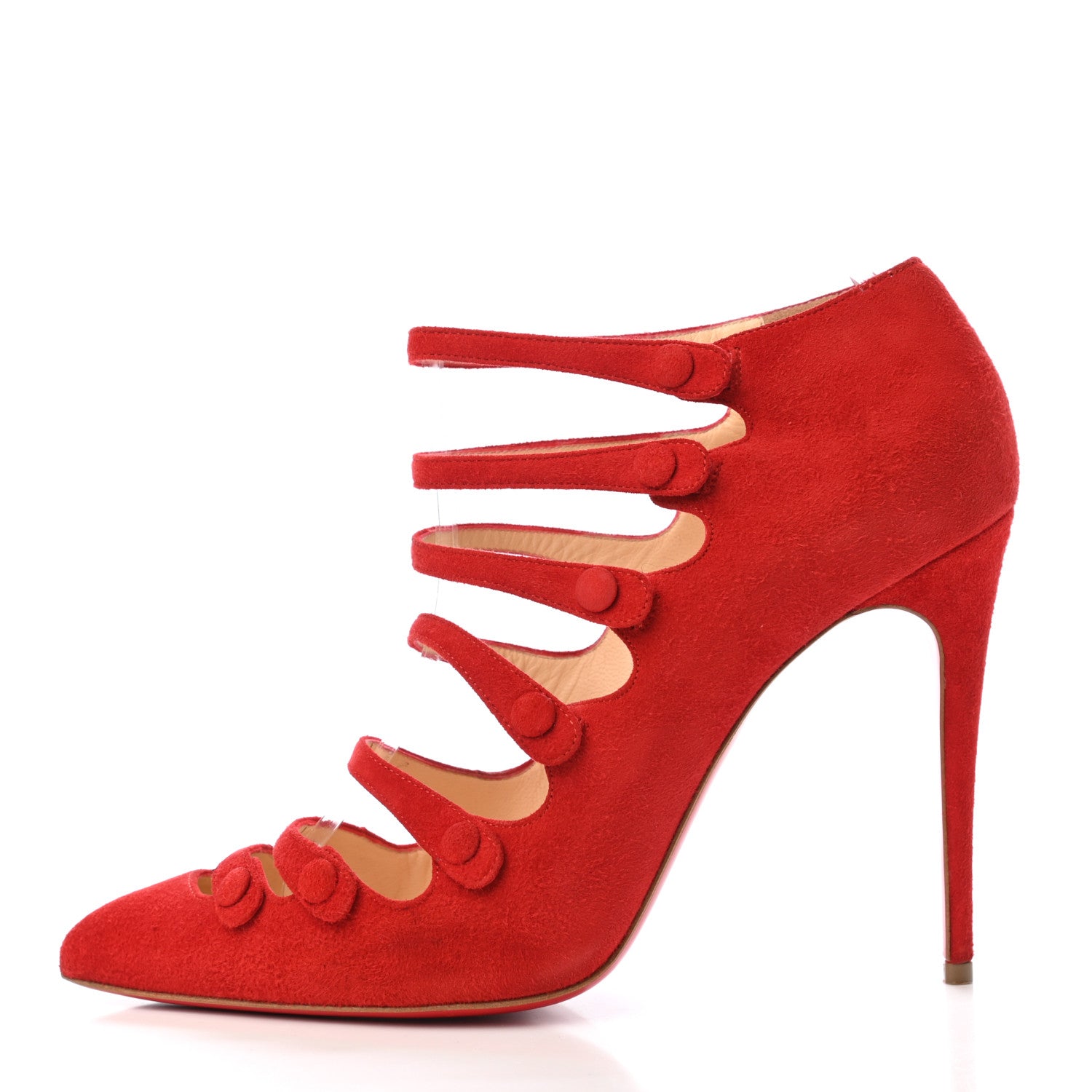 Christian Louboutin Suede Viennana 100 Strappy Booties 40 Rouge De Mars 1 of 4
