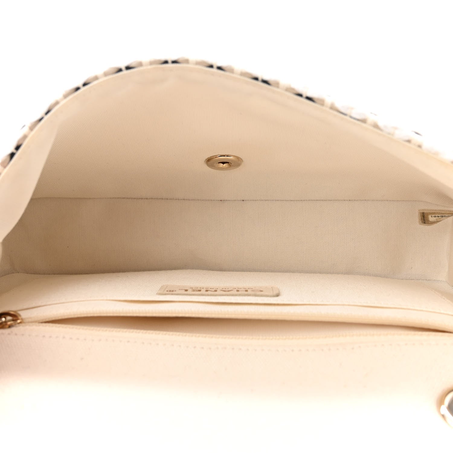Chanel Cotton Raffia Lambskin Woven Medium Single Flap Beige Beige Black 4 of 10