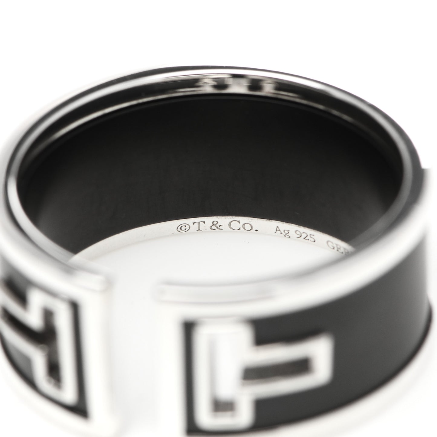 Sterling Silver Black Ceramic T Cutout Ring 63 10.25